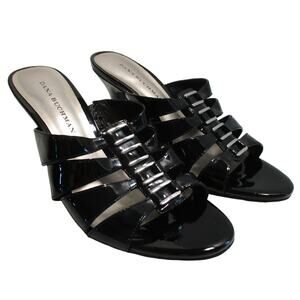 Dana Buchman Women's Tabitha Black Patent Slide High Heel Sandals Size 8.5M